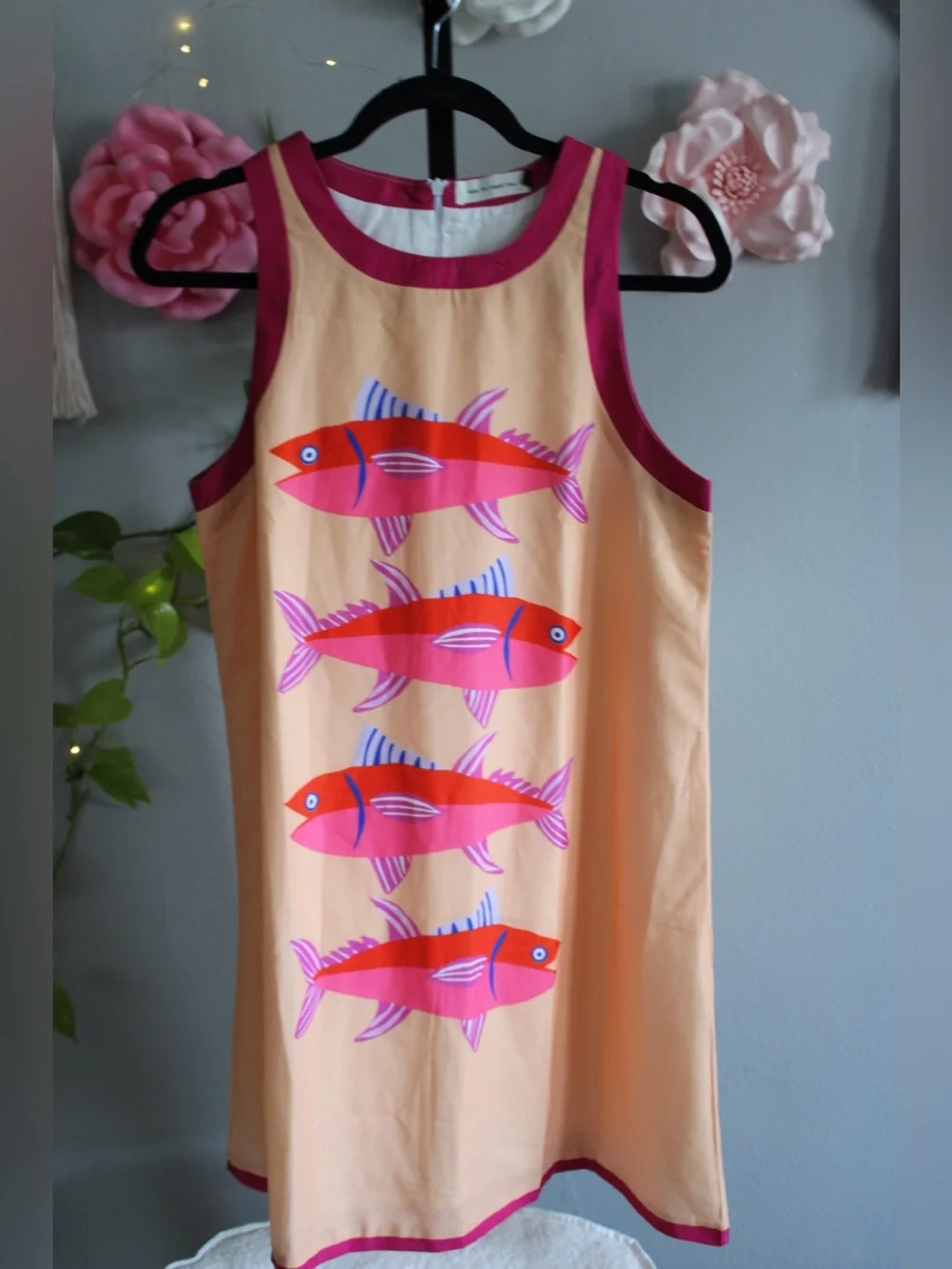 Nice To Meet You Sardine Fish Print Shift Dress Size S